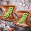 WILLART Wooden Serving Platter Tray Bowl for Serving Snacks Salad Fruits or Platters (Dimension : LxBxH - 20 cm x 19 cm x 1.75 cm) - Set of 2