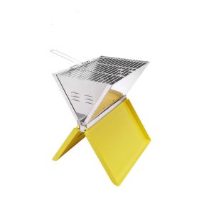 Notebook Barbecue Grill Multi-user Outdoor Folding Barbecue Grill (Color: Yellow)