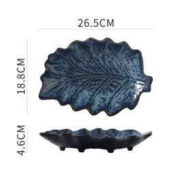 Japanese Fish Creative Leaf Dinner Household Kiln Changed Ceramic Dinner Plate (Option: A)