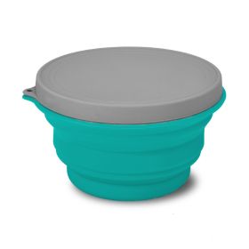 Portable And Easy To Clean Microwaveable Lunch Box Food Silicone Foldable Bowl (Option: Lake Blue 500ml)