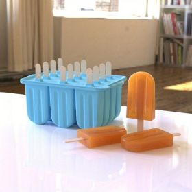 1pc New Summer Ice Cream Tools With Wooden Sticks Silicone Popsicle Molds Custom Mini Silicone Ice Cream Popsicle Mold (Color: Blue)