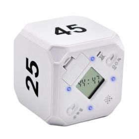 Cube-Timer Kitchen Timer Gravity Sensor Flip Meditation Timer For Time Management And Countdown 5-15-25-45 Min (Color: Light Grey)