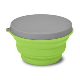 Portable And Easy To Clean Microwaveable Lunch Box Food Silicone Foldable Bowl (Option: Apple Green 1000ml)